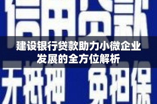 洱源建设银行贷款助力小微企业发展的全方位解析