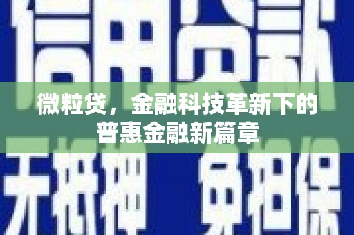 石屏微粒贷，金融科技革新下的普惠金融新篇章