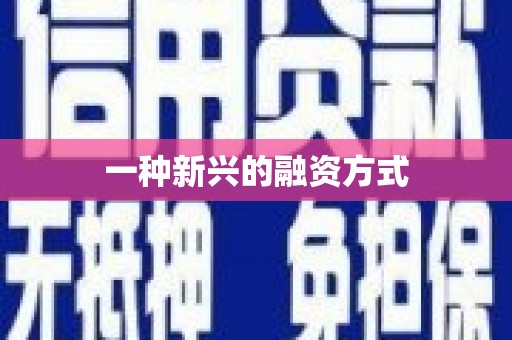 梧州一种新兴的融资方式